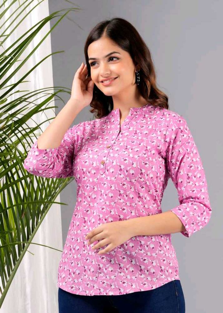 Stylish Pink Floral Print Kurta