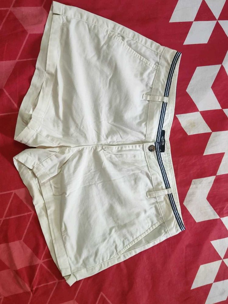 Cream Shorts with Striped Detail