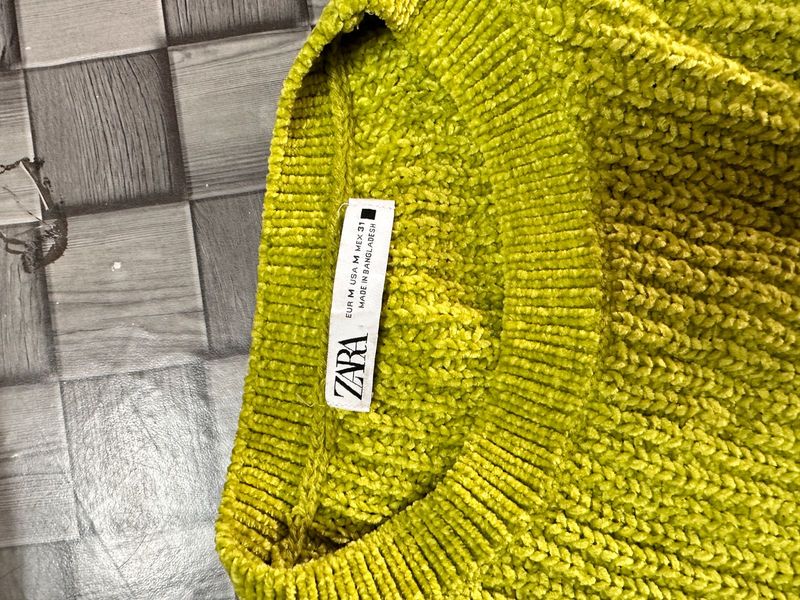 Lime Green Knit Sweater ZARA