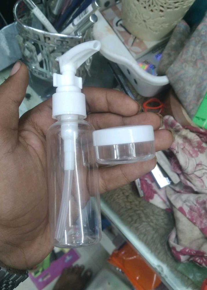 Travel Size Pump Bottle and Jar Set