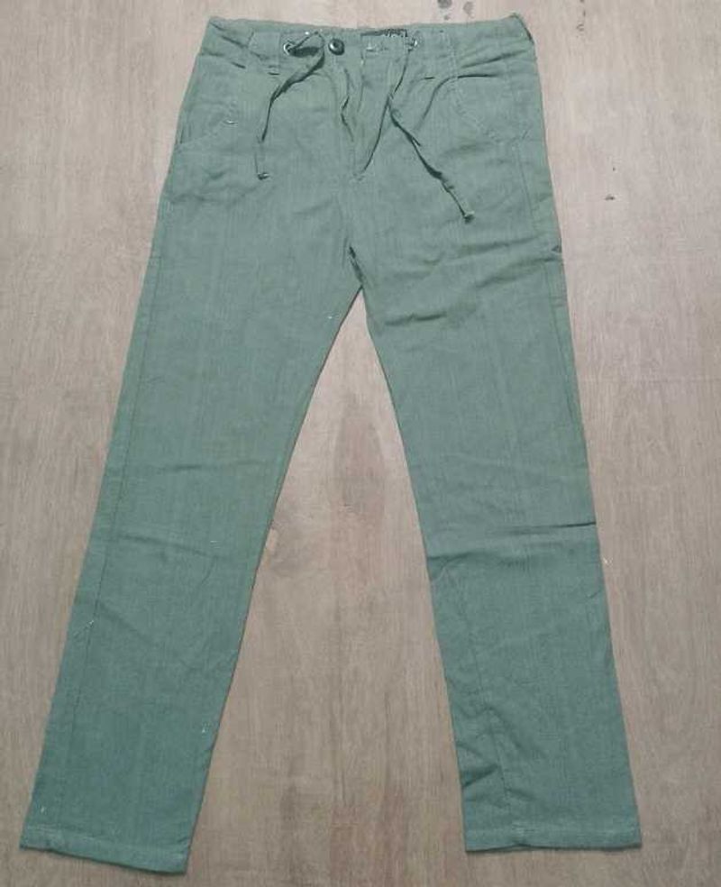 Green Casual Drawstring Pants