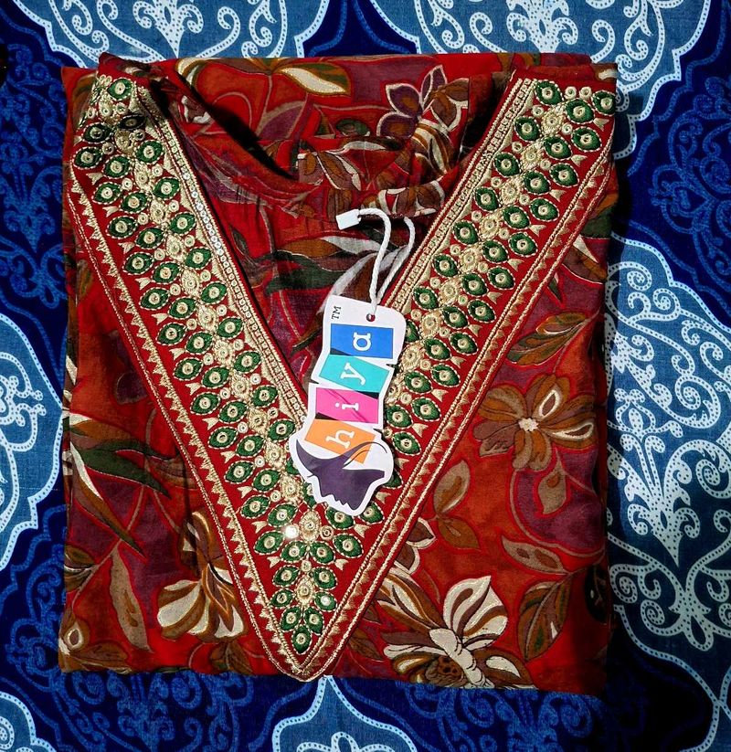 Red Floral Kurta