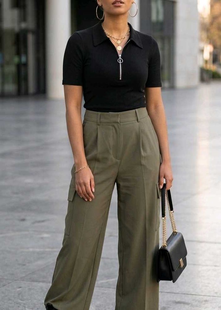 Women's Ribbed Half-Zip Collar Crop Top