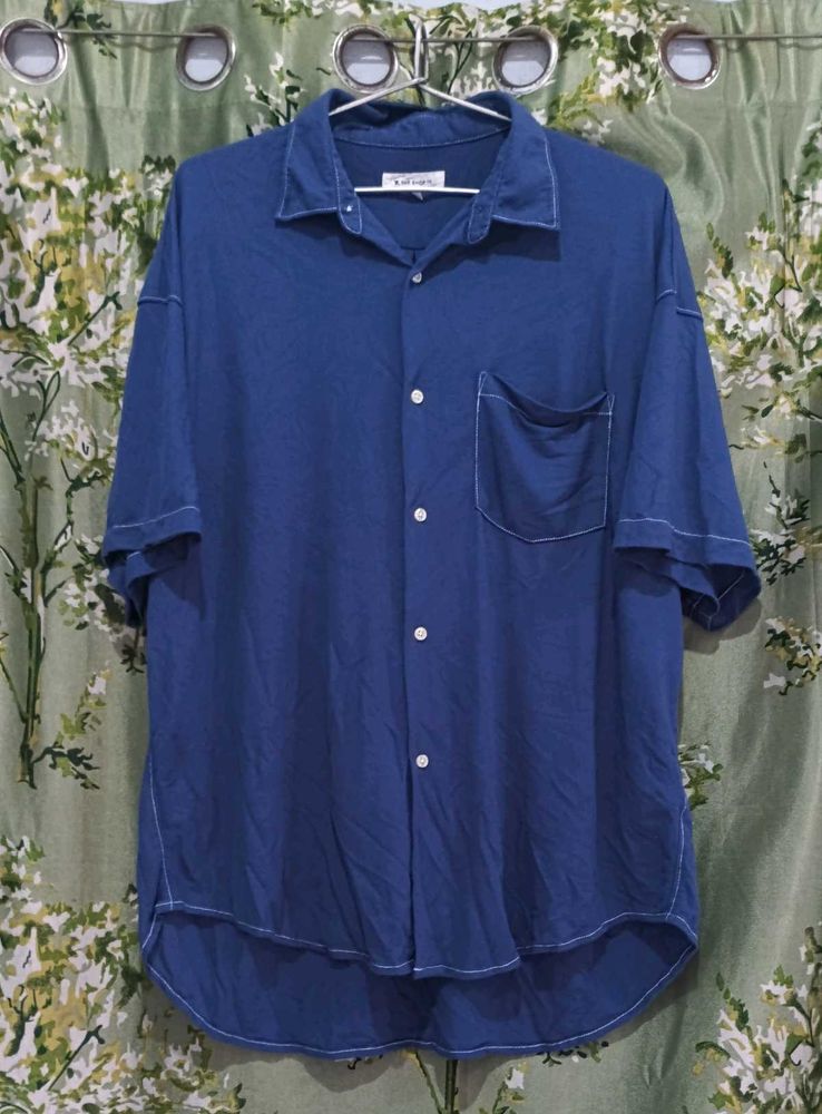 THE SHOP TK Blue Short Sleeve Button-Up Shirt