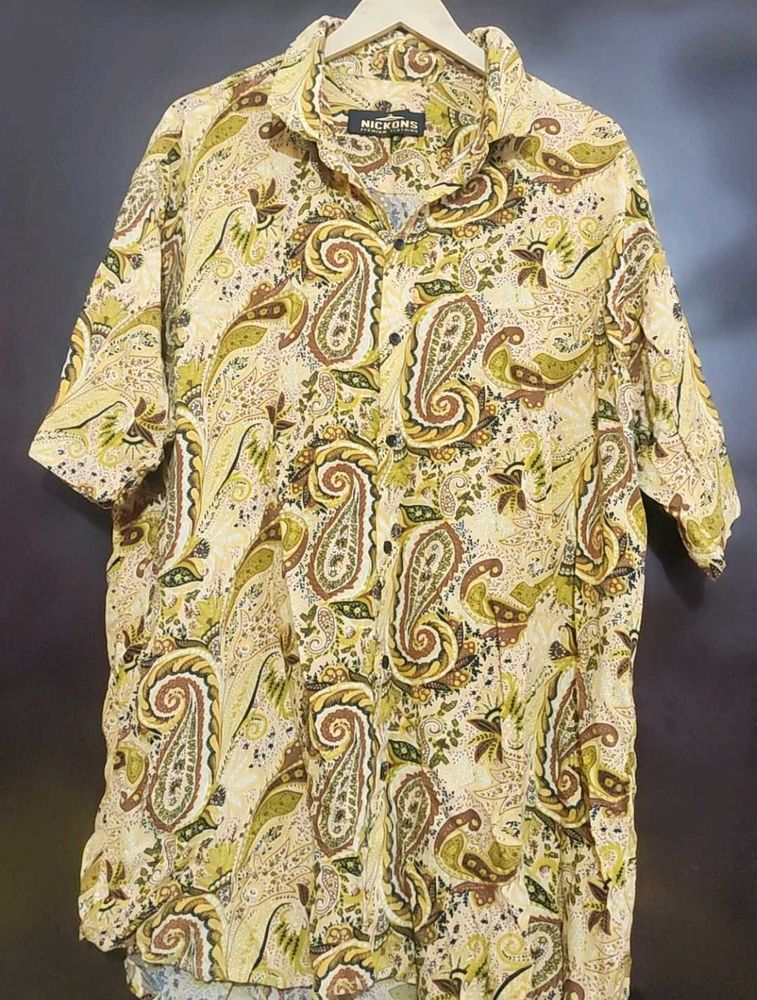 Olive Color Printed Top Like Shirt For 44 Bust