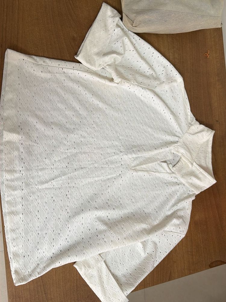 Elegant White Eyelet Top