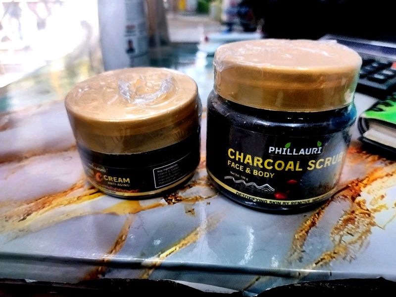 Combo Of Vitamin C Brightening Ream And Face Scrub