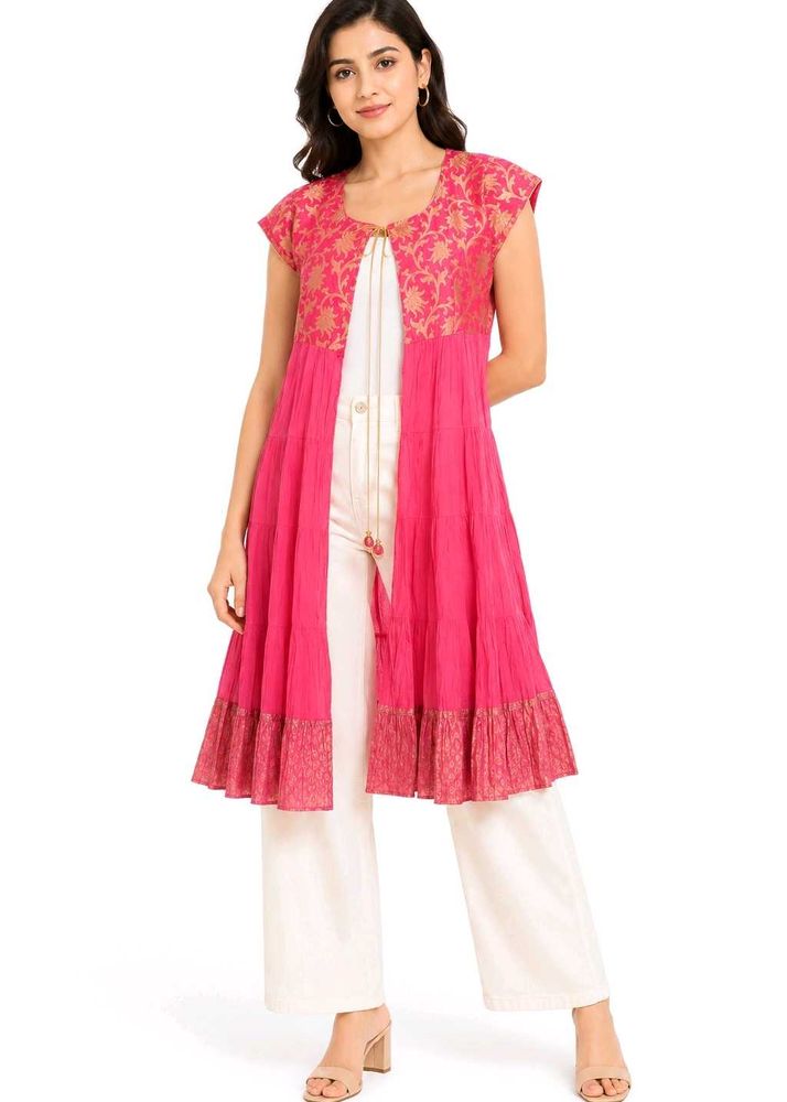 Stunning Pink Kurta Set with Gold Print