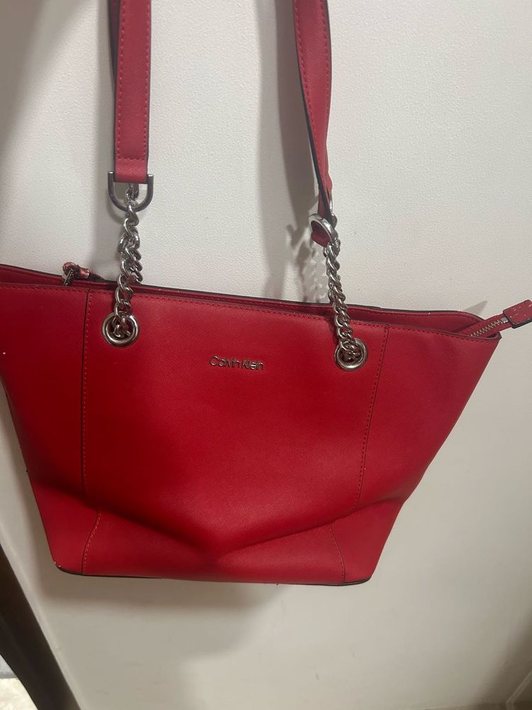 Calvin Klein  100% Authentic Ck Red Handbag