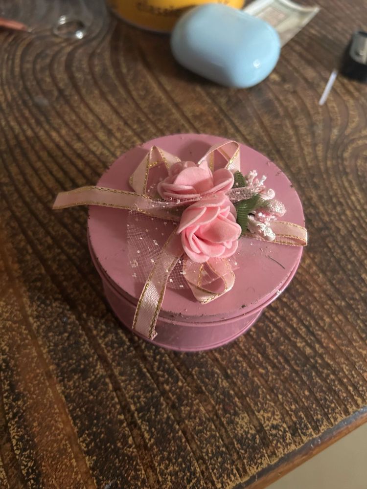Decorative Pink Gift Box with Flowers