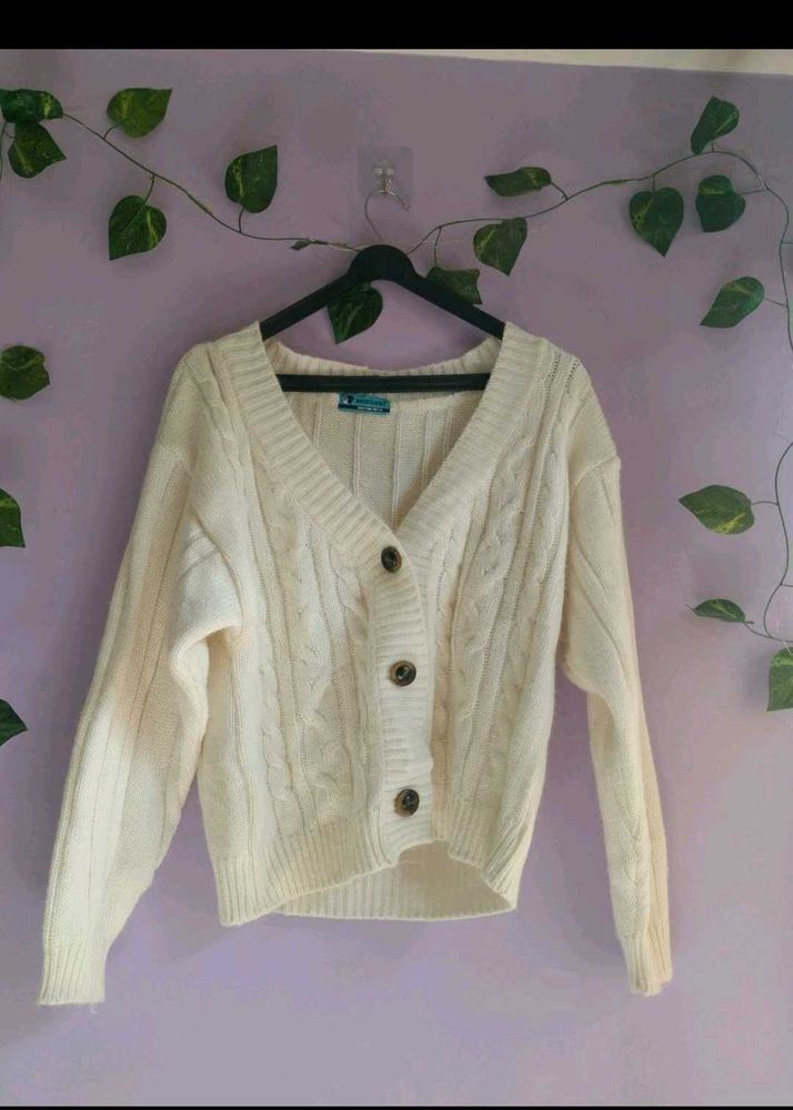 Cream Cable Knit Cardigan
