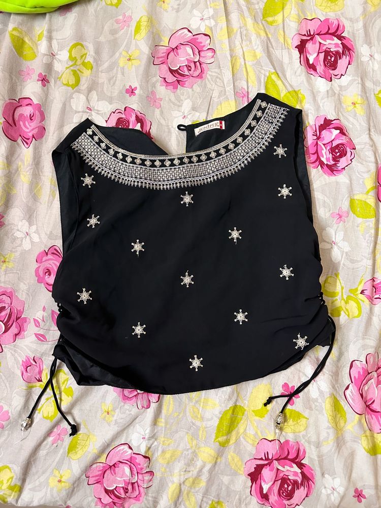 Embellished Black Ethnic Top