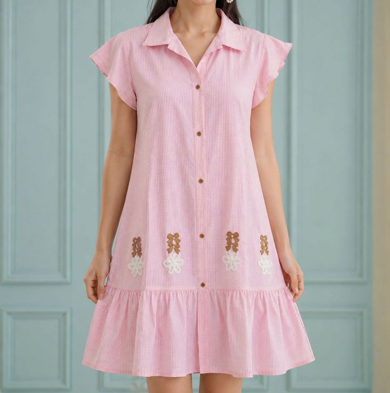 Cute Pink Button-Up Dress