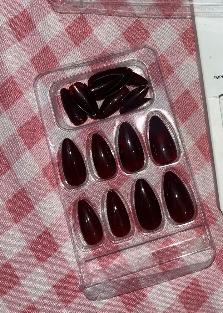 burgundy Almond Press-On Nails