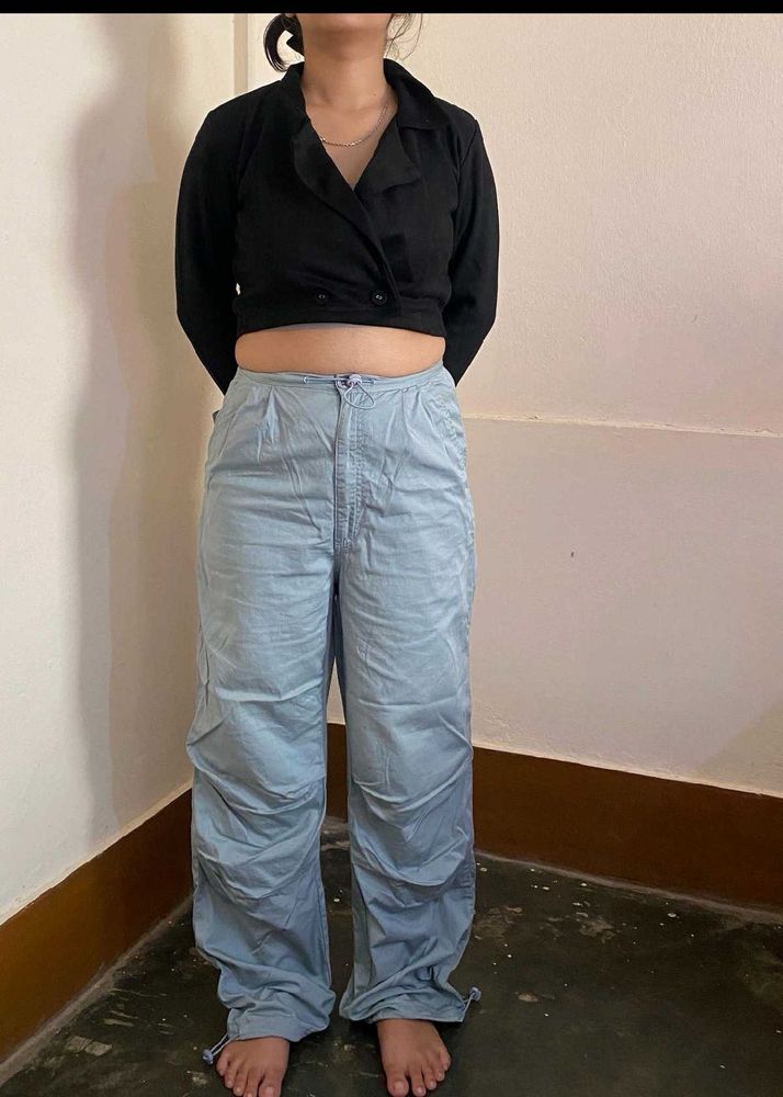 bewakoof Stylish Light Blue Cargo Pants