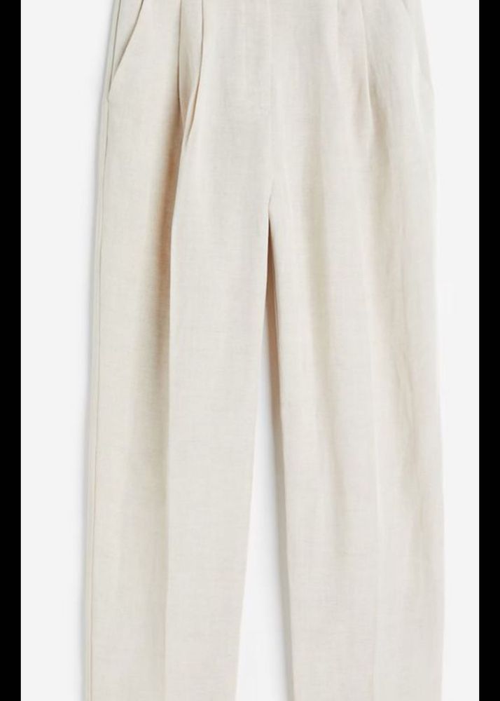 Cream Wide Leg Linen Pants