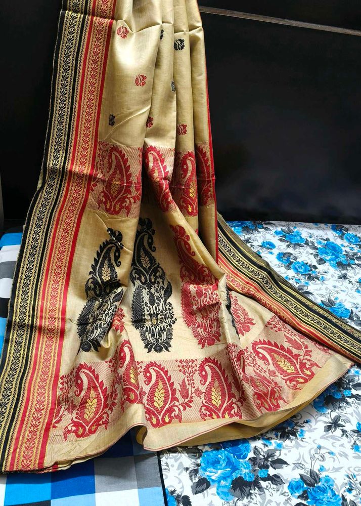 Traditional Tussar Silk Fully Zari Thread Saree