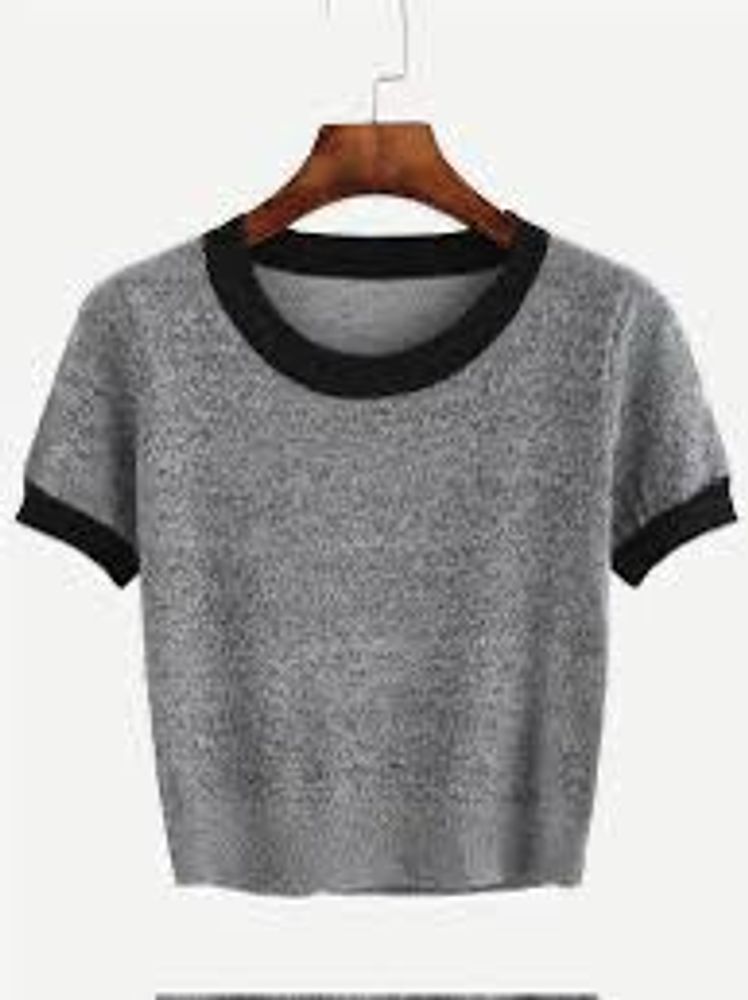 Grey Short Sleeve Crop Top