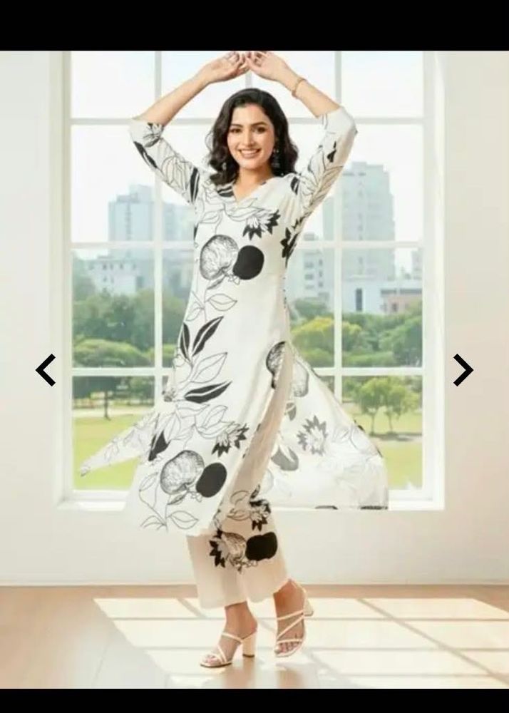 Elegant White Floral Kurta Set