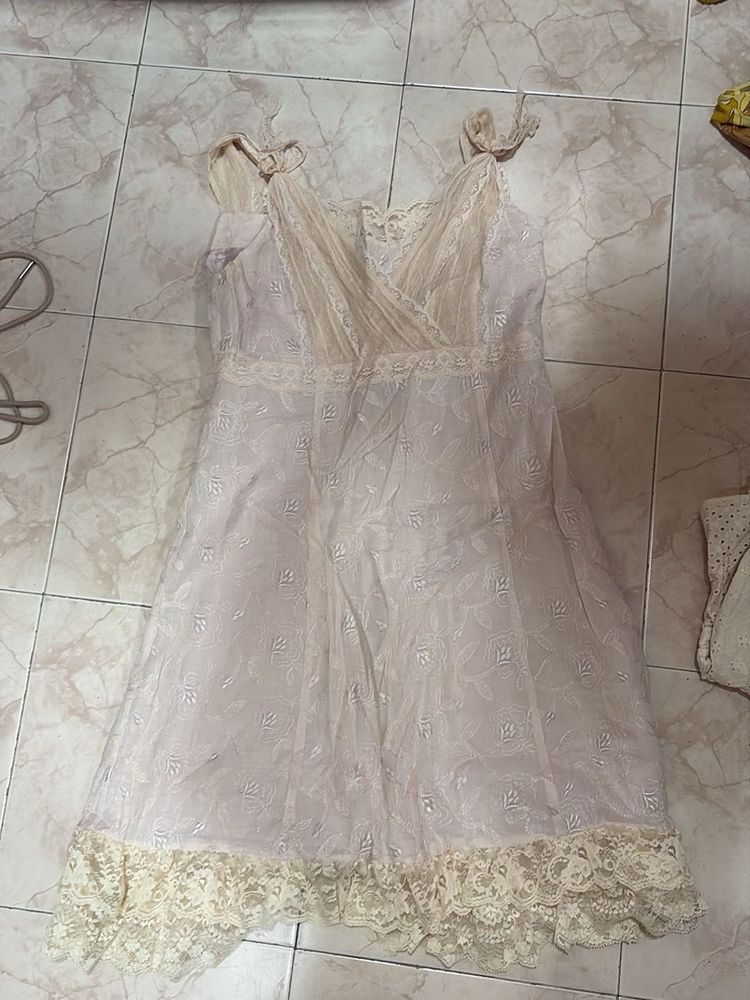 Vintage Lace Trimmed Slip Dress
