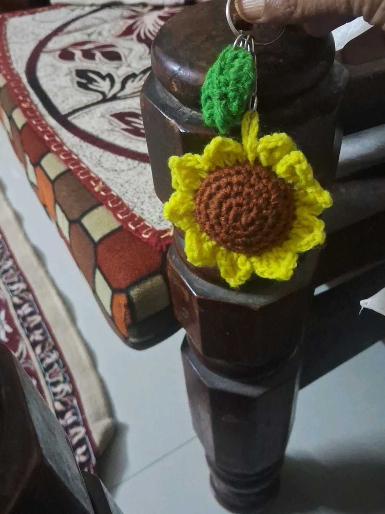 Crocheted Sunflower Keychain