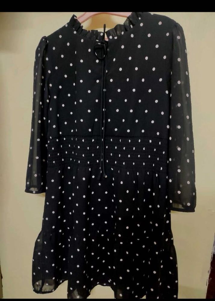 Chic Black Polka Dot Dress