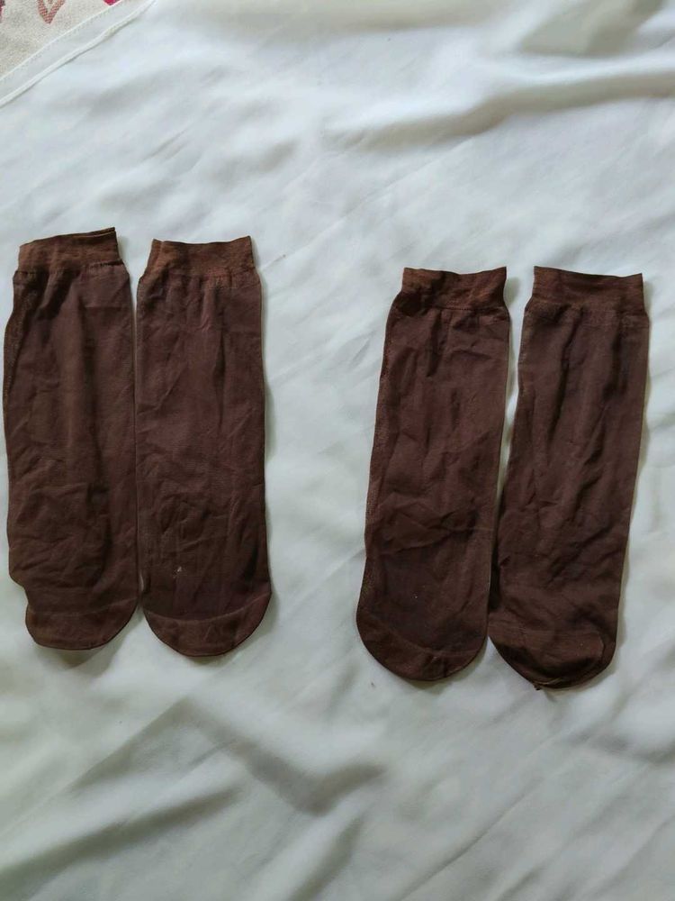 New Nylon Socks (2 Pairs) dark brown