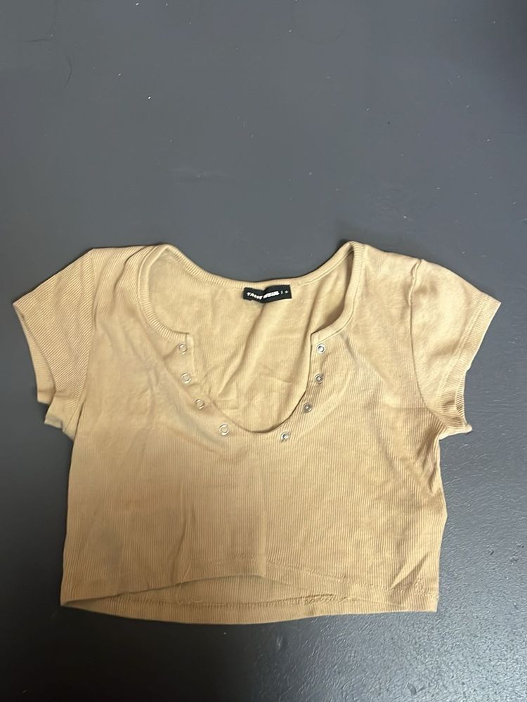 Ribbed Snap Button Crop Top