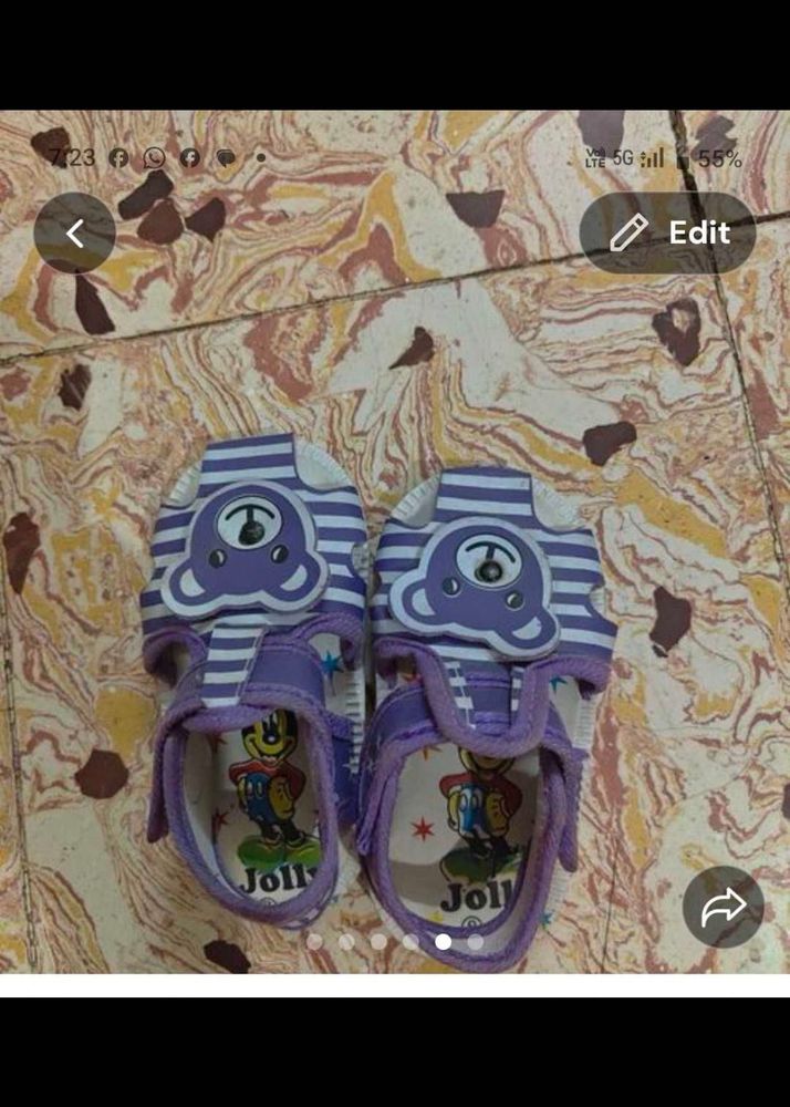 Cute Purple Teddy Bear Sandals