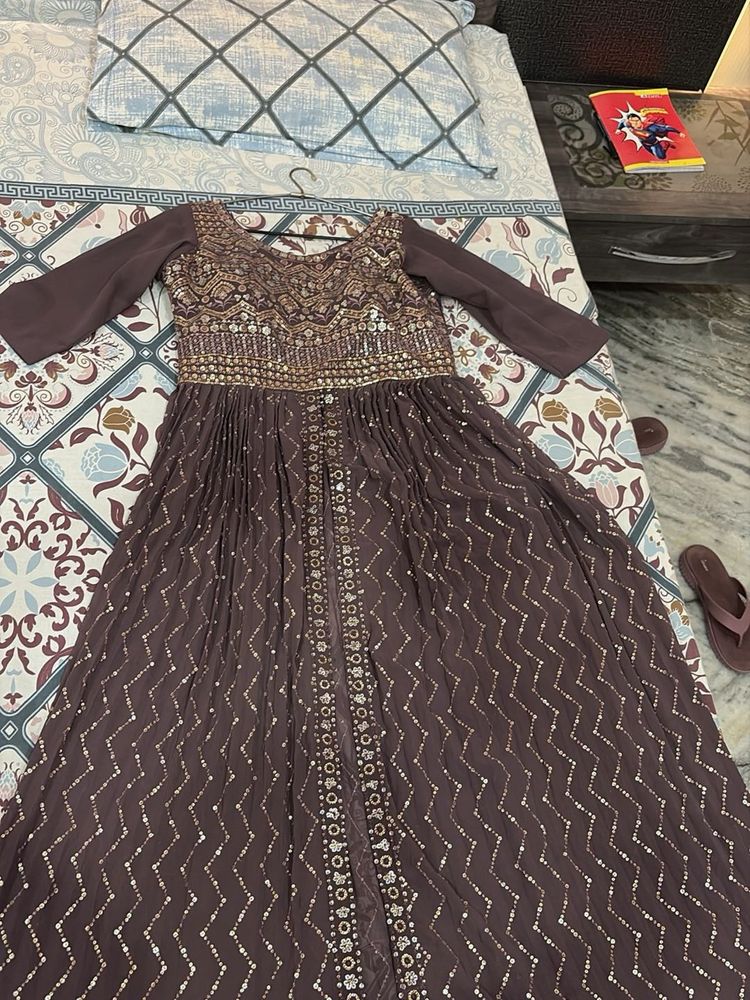 Anarkali kurta set with plazoo and dupatta