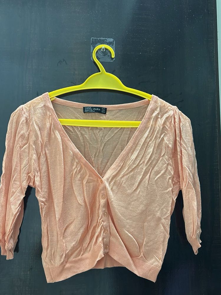 Zara Peach Cardigan - Women's Top