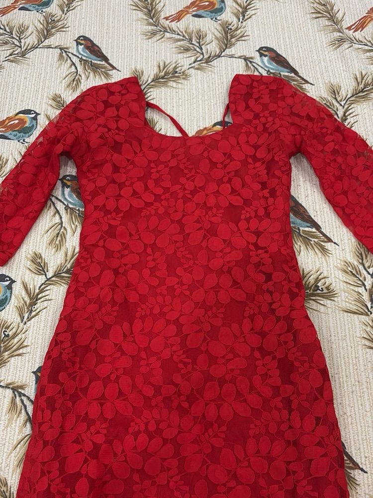 Red Lace Kurti