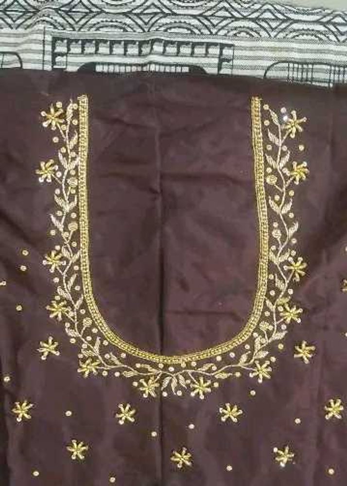 Hand Maggam Work Brown Blouse