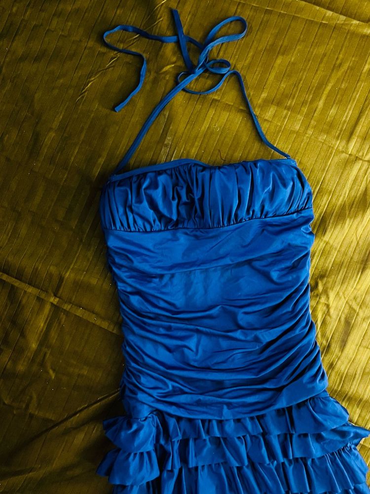 Stunning Royal Blue Ruched Mini Dress