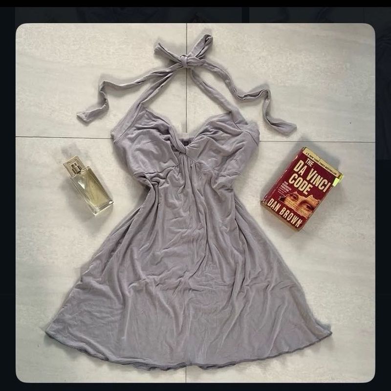 Gray Halter Neck Mini Dress⭐️