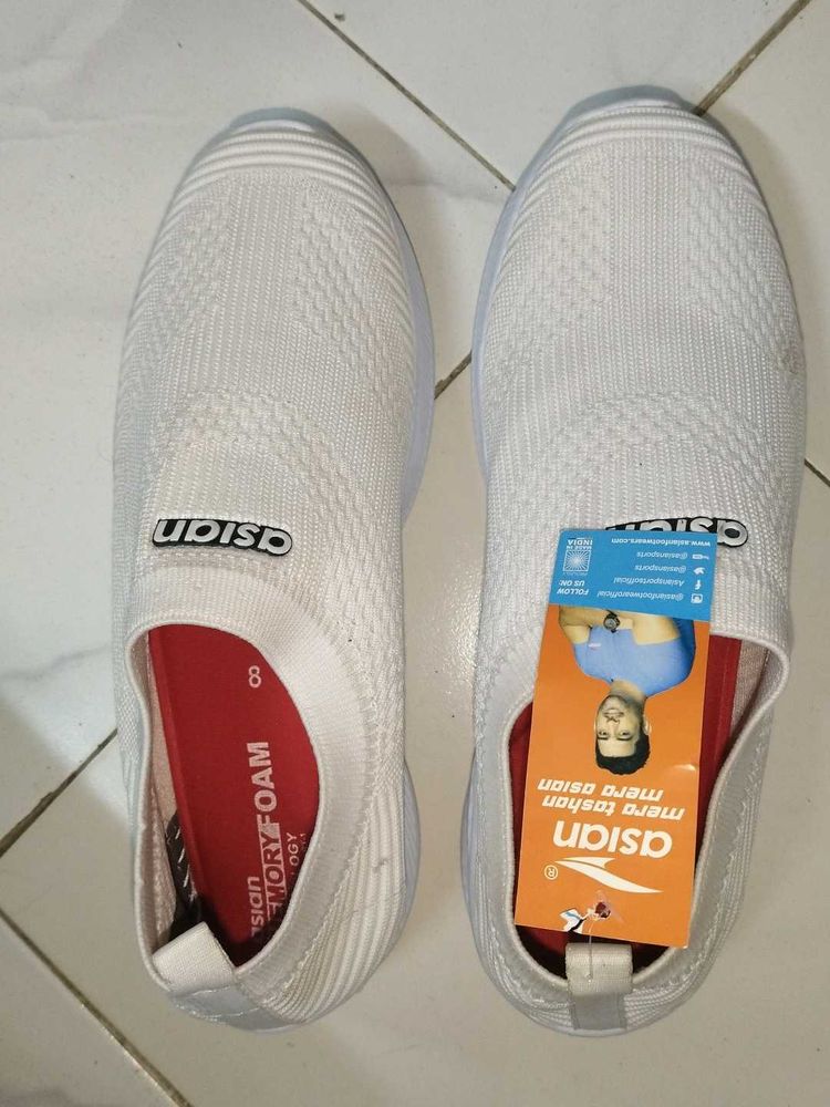Asian White Slip-On Casual Shoes