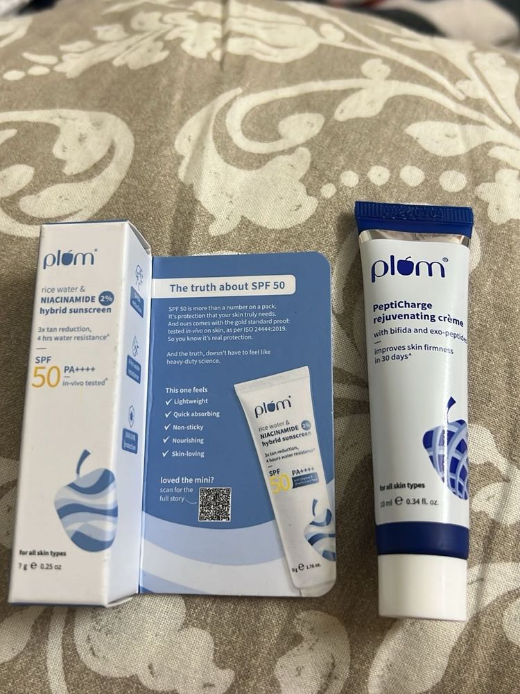 Plum Rice Water &amp; Niacinamide SPF 50 and Creme duo