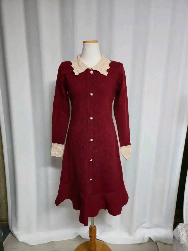 Elegant Button-Down Knit Dress