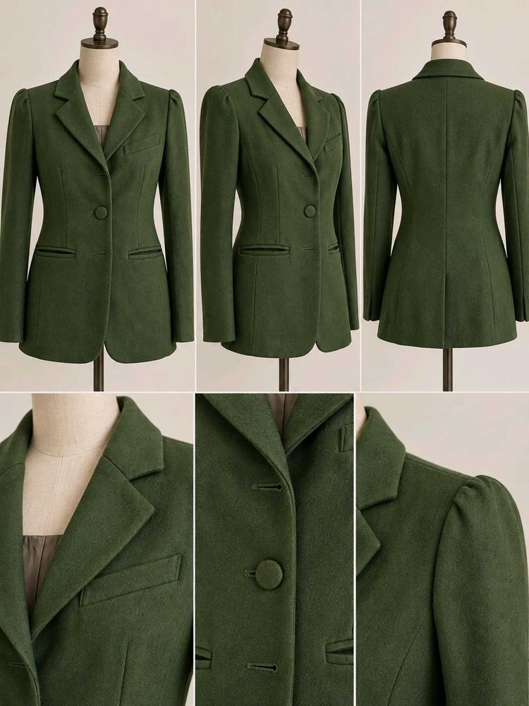 Olive Green Women's Wool Blazer