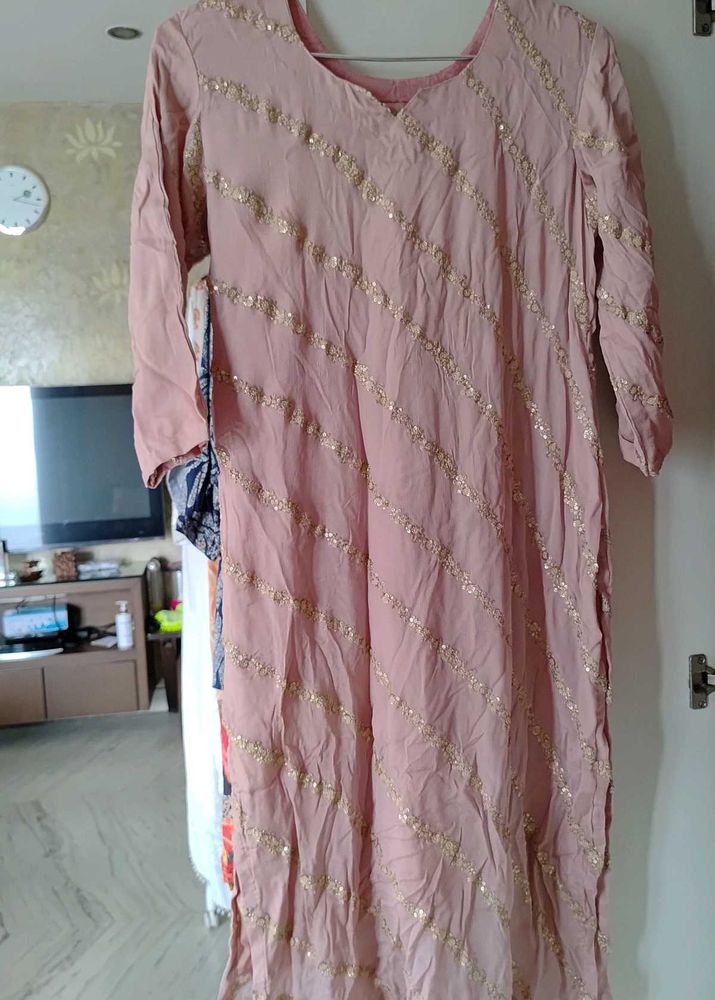 Pink Embellished Kurti