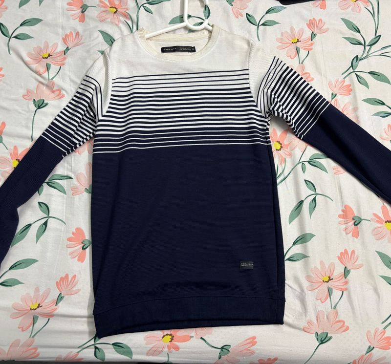 ZARA MAN Striped Long Sleeve Sweater