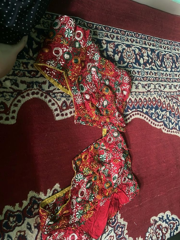 Embroidered Red Ethnic Blouse