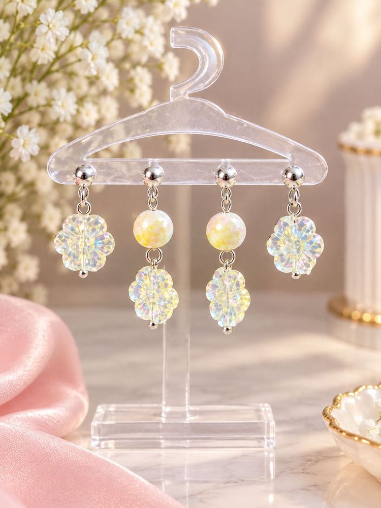 Sparkling Flower Drop Earrings