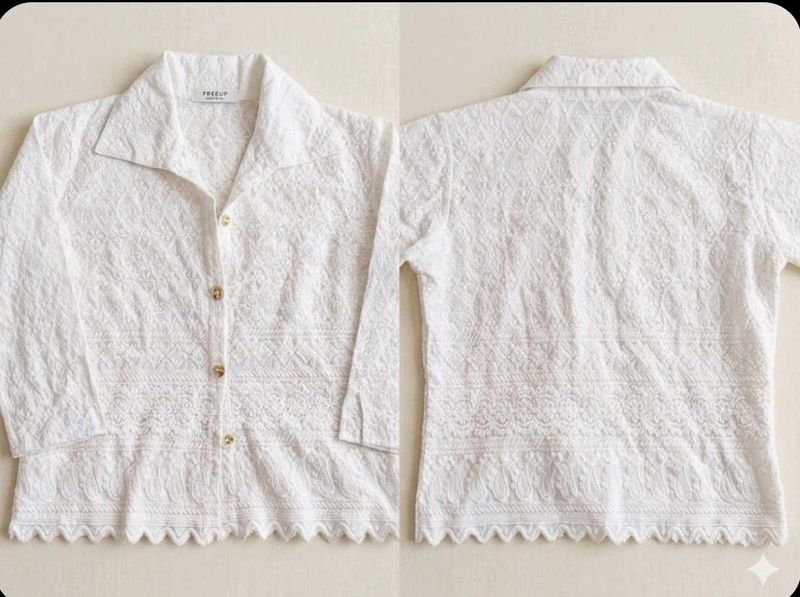 White chickenkari Embroidered shirt