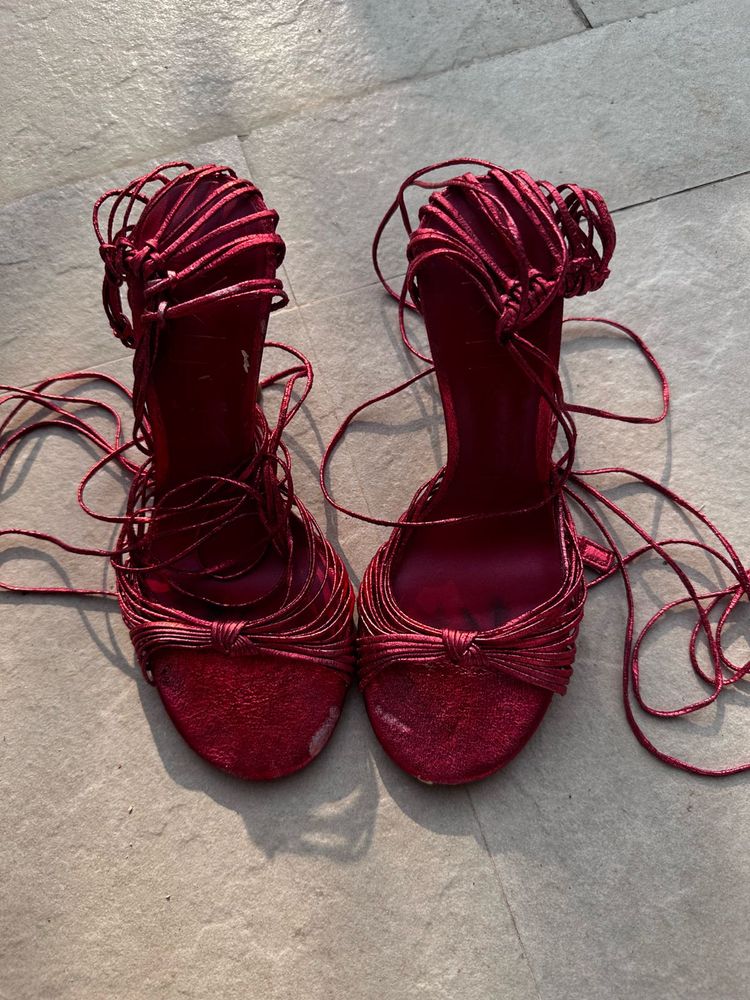 Stylish Red Strappy Heels