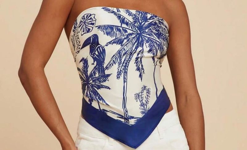 Tropical Print Scarf Top