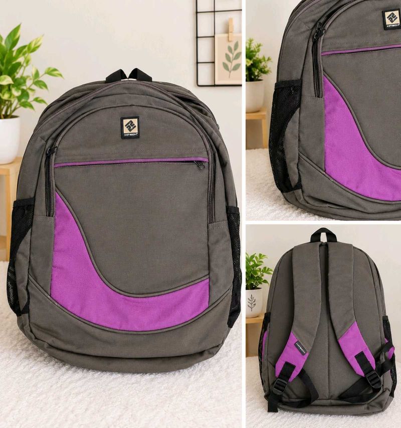 Stylish Grey &amp; Purple Backpack