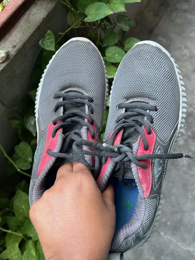 Stylish Grey &amp; Pink Sneakers