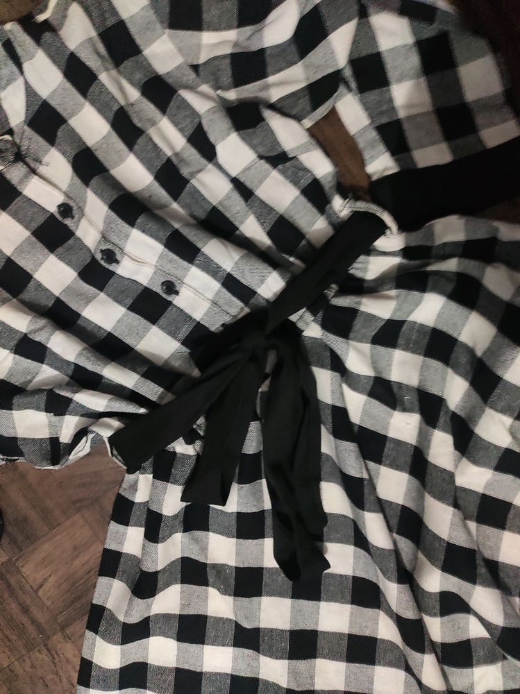 Checkered Dress with Black Belt