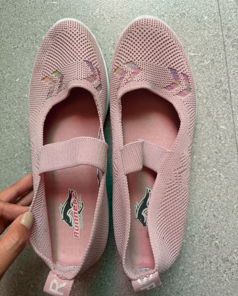 Pink Runnerz Ballet Flats with Butterfly Detail